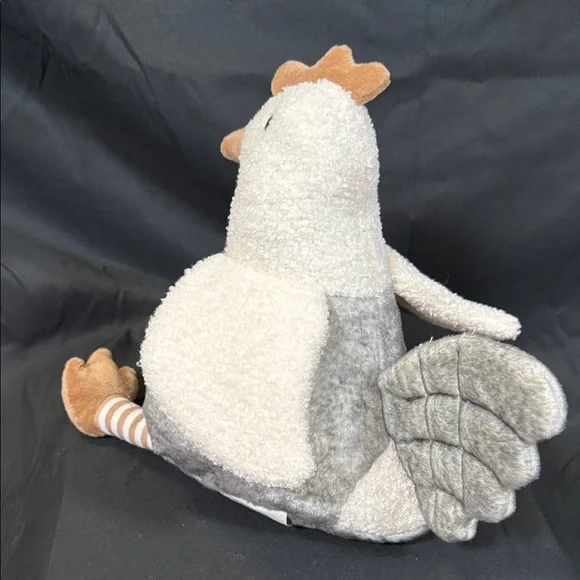 Cuddly Plush Weighted Chicken Toy - Cream and Gray - Picture 5 of 6